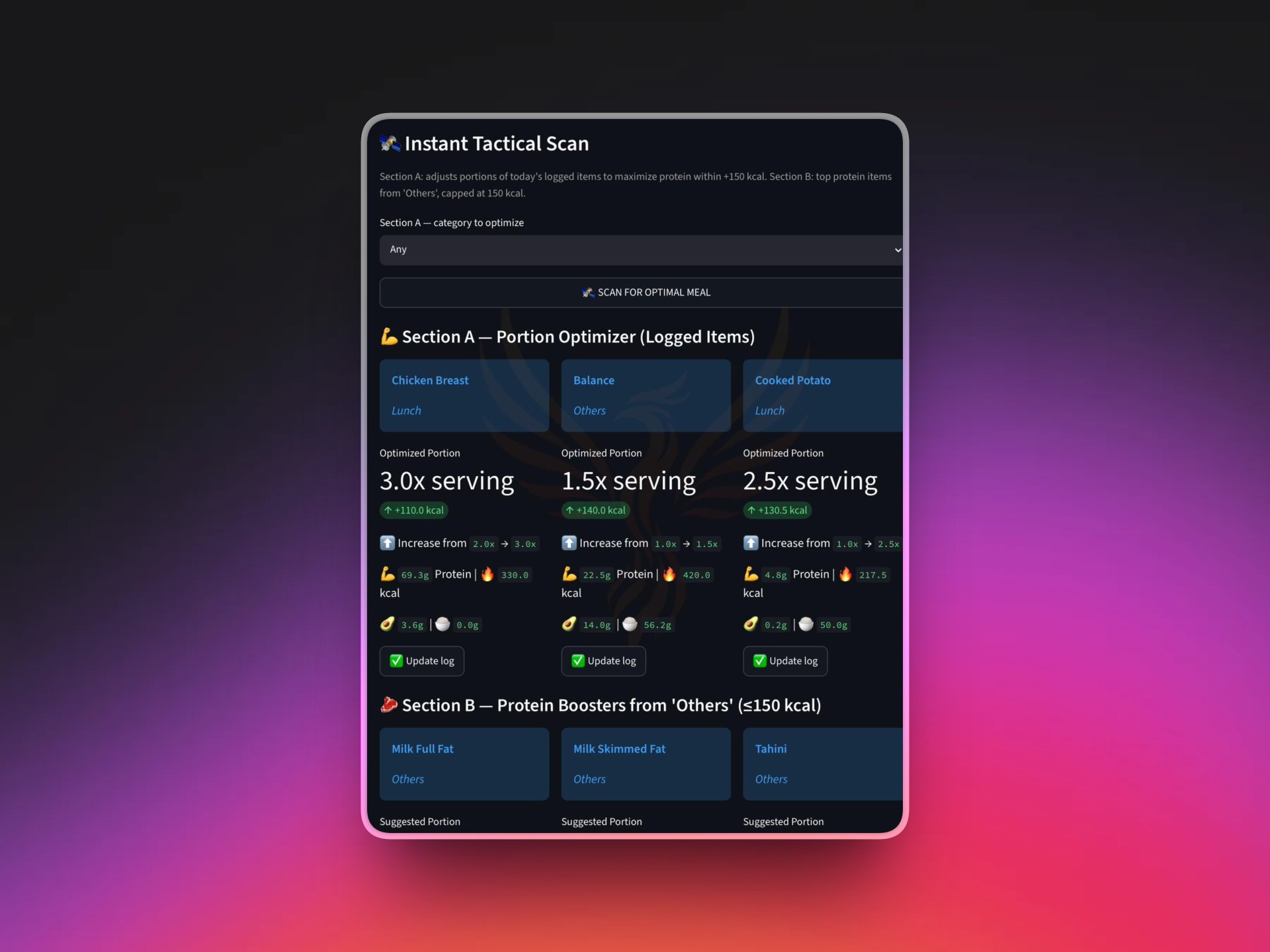 AI meal planner and optimizer